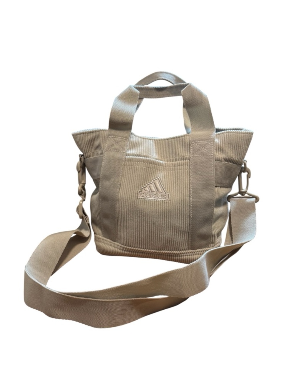 Adidas Beige Corduroy Mini Tote Crossbody Bag